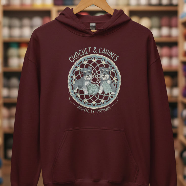 Crochet & Canines Hoodie Maroon / S
