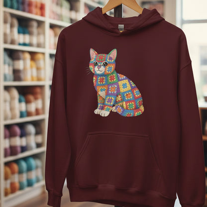 Crochet Cat Hoodie Maroon / S