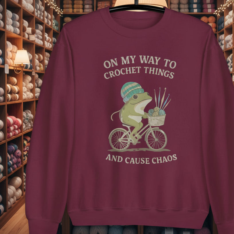 Crochet & Chaos Sweatshirt Maroon / S