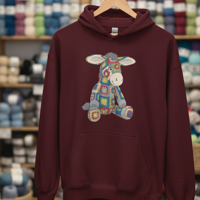 Crochet Donkey Hoodie Maroon / S