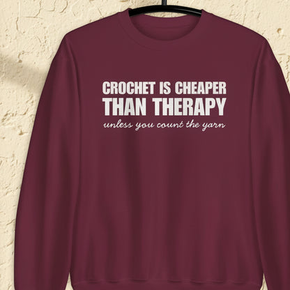 Crochet is Cheaper Sweatshirt Maroon / S