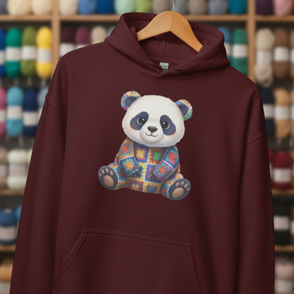 Crochet Panda Hoodie Maroon / S