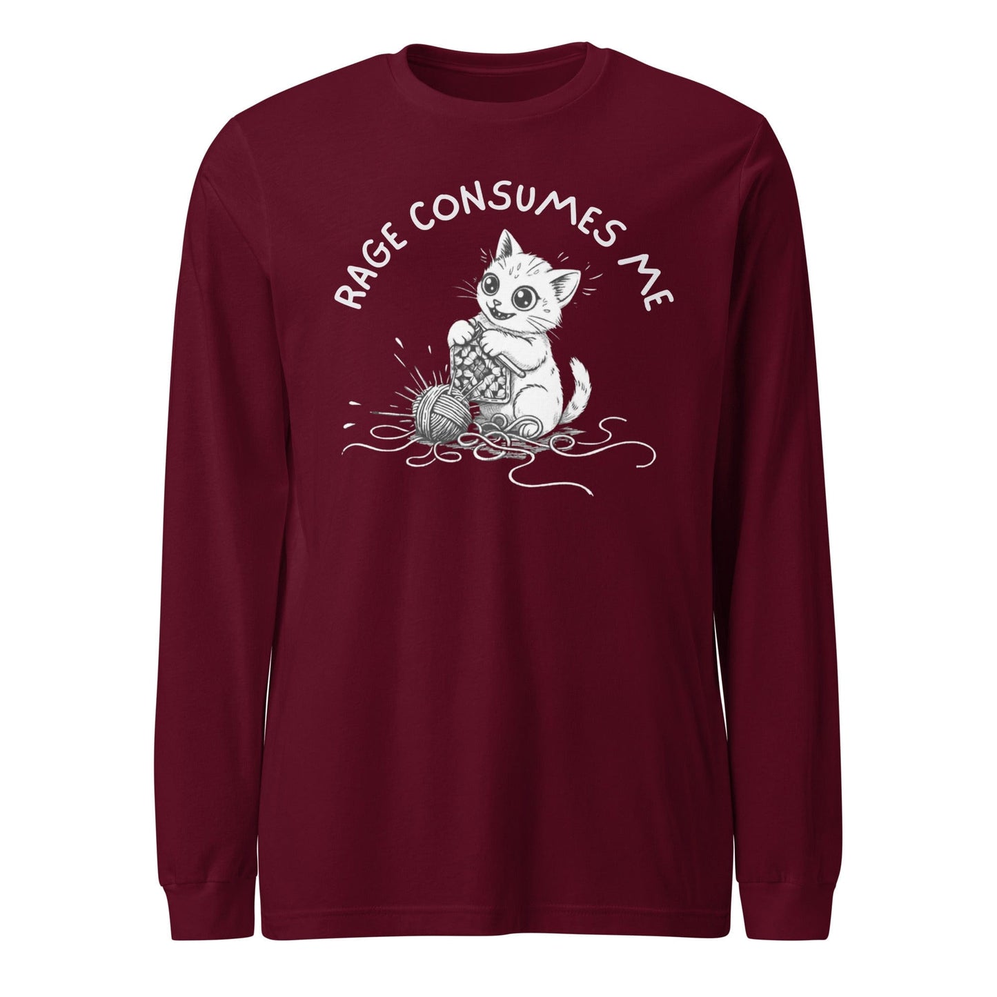 Crochet Rage Consumes Me Long Sleeve Tee Maroon / S