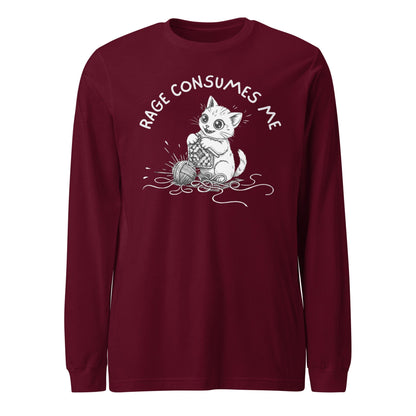 Crochet Rage Consumes Me Long Sleeve Tee Maroon / S