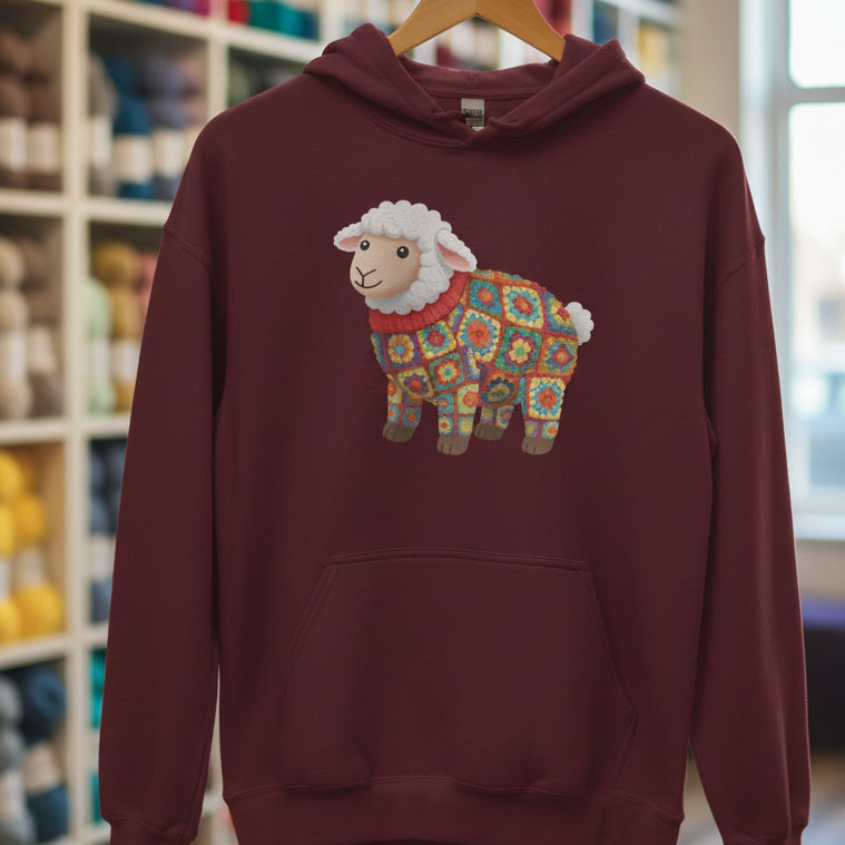 Crochet Sheep Hoodie Maroon / S