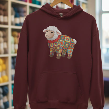 Crochet Sheep Hoodie Maroon / S