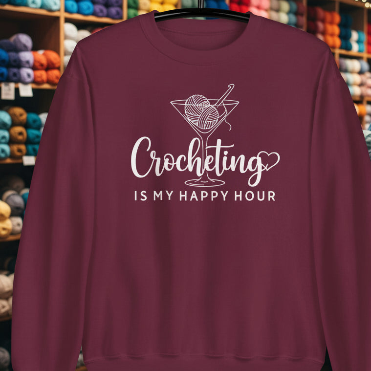 Crocheting Happy Hour Sweatshirt Maroon / S