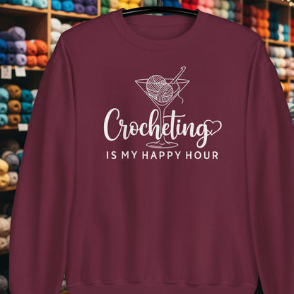 Crocheting Happy Hour Sweatshirt Maroon / S