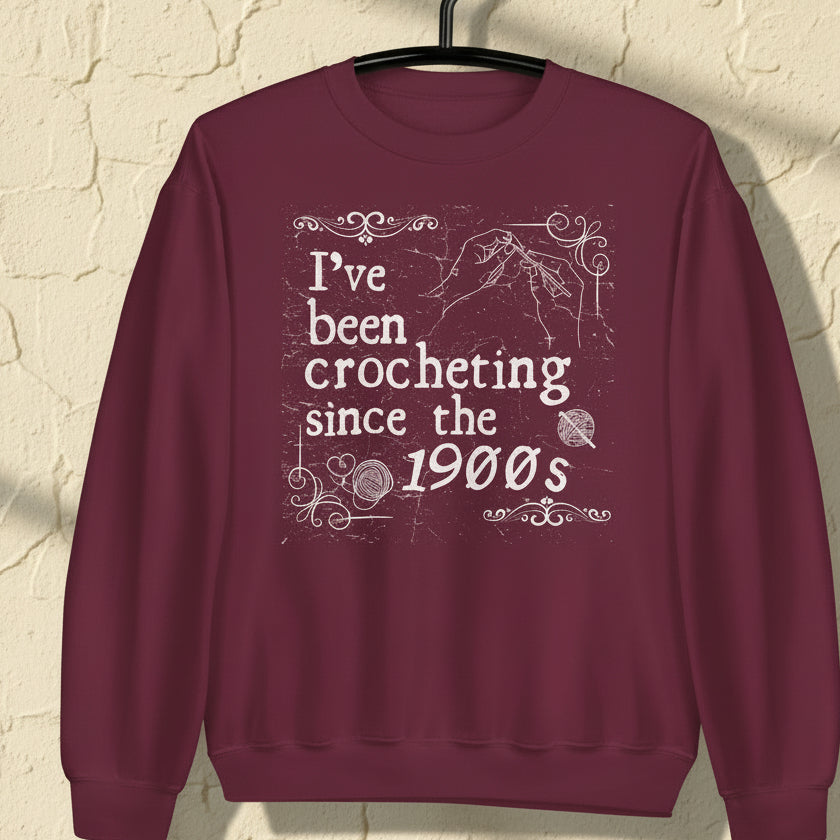 Crocheting Since the 1900s Sweatshirt Maroon / S