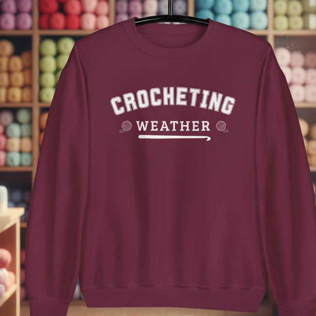 Crocheting Weather Sweatshirt Maroon / S