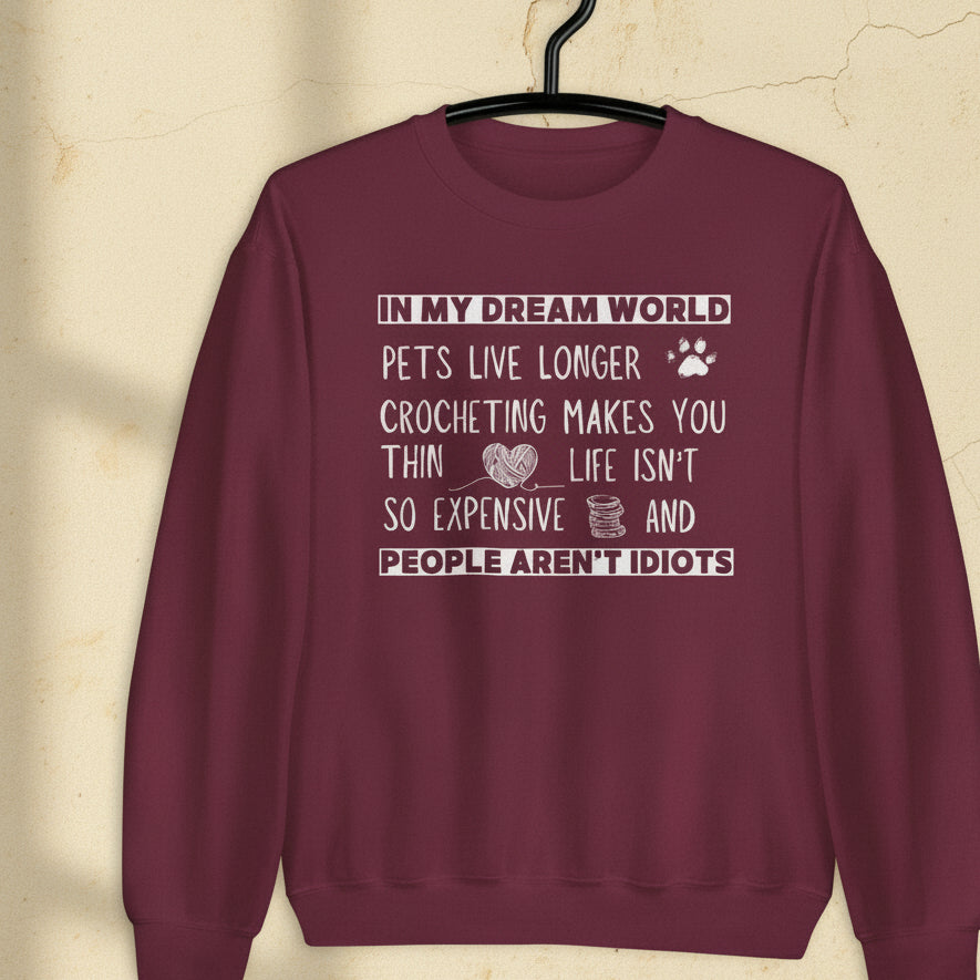 Dream World (crocheting) Sweatshirt Maroon / S