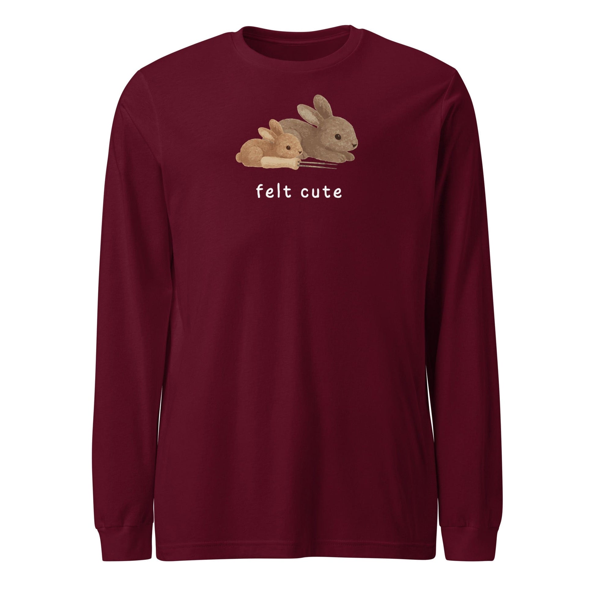 Felt Cute Long Sleeve Tee Maroon / S