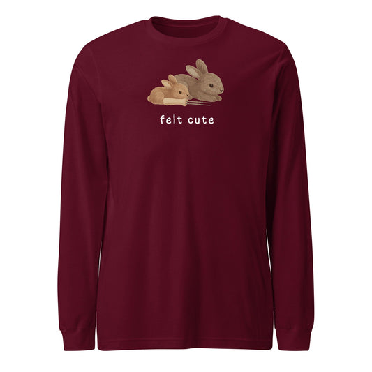 Felt Cute Long Sleeve Tee Maroon / S
