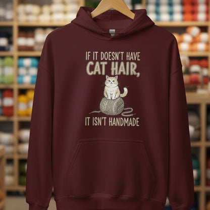 Handmade = Cat Hair Hoodie Maroon / S