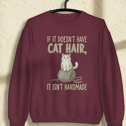 Handmade = Cat Hair Sweatshirt Maroon / S