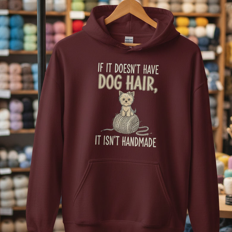 Handmade = dog hair Hoodie Maroon / S