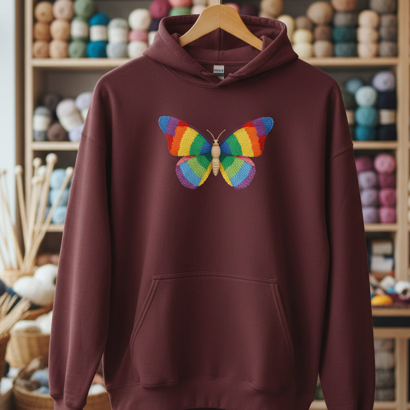 Knitted Butterfly Hoodie Maroon / S
