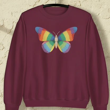 Knitted Butterfly Sweatshirt Maroon / S