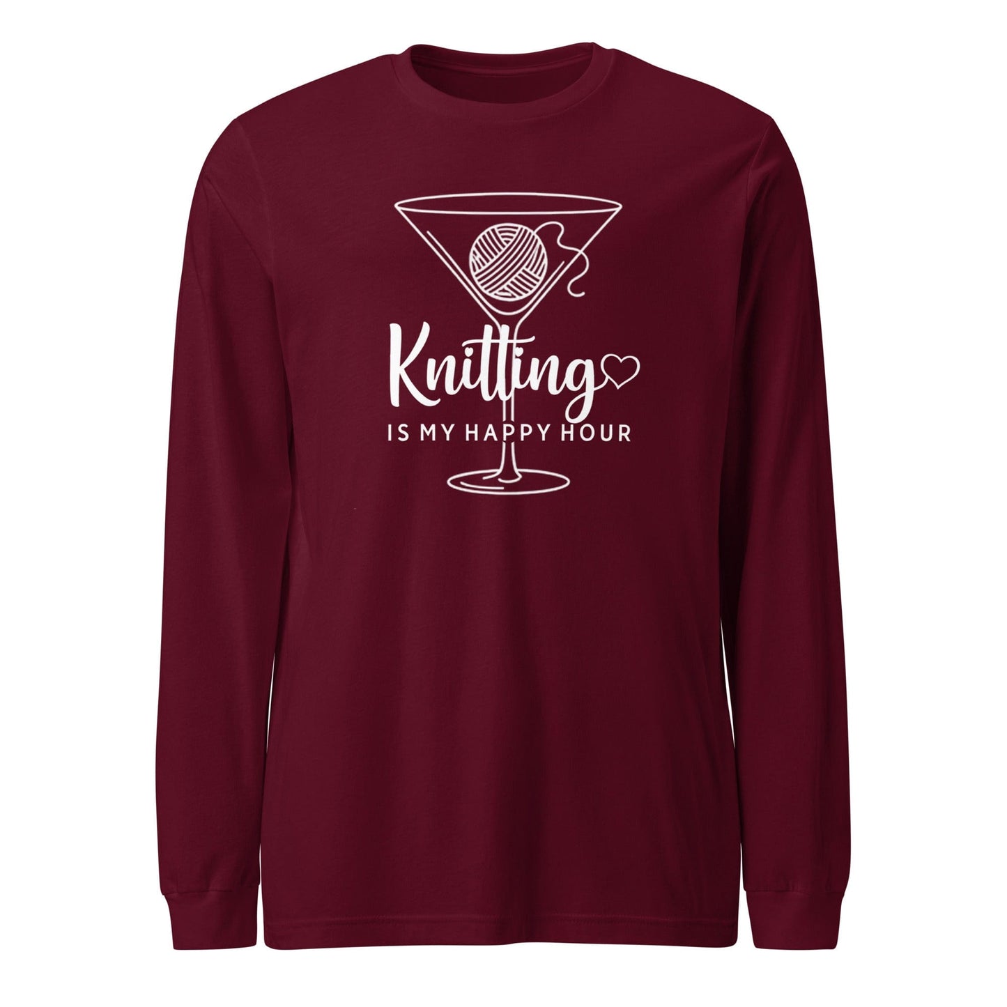 Knitting Happy Hour Long Sleeve Tee Maroon / S