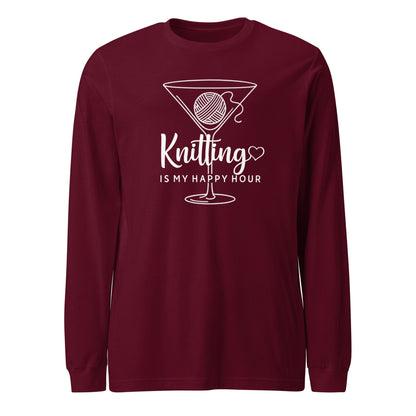 Knitting Happy Hour Long Sleeve Tee Maroon / S