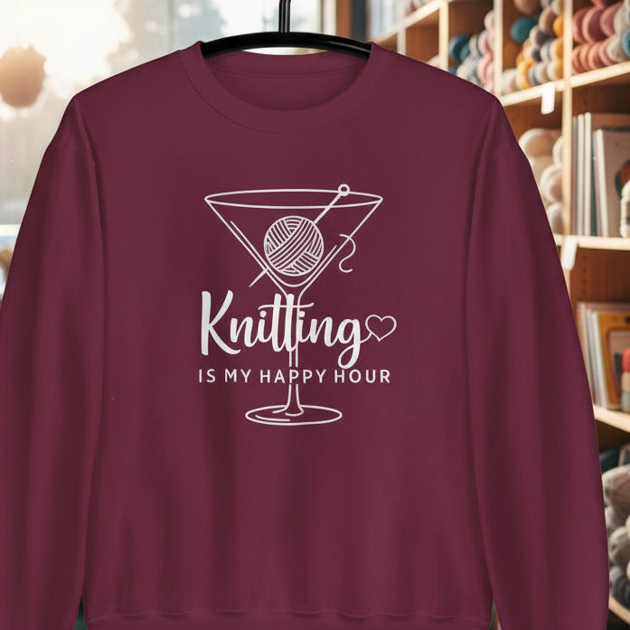 Knitting Happy Hour Sweatshirt Maroon / S