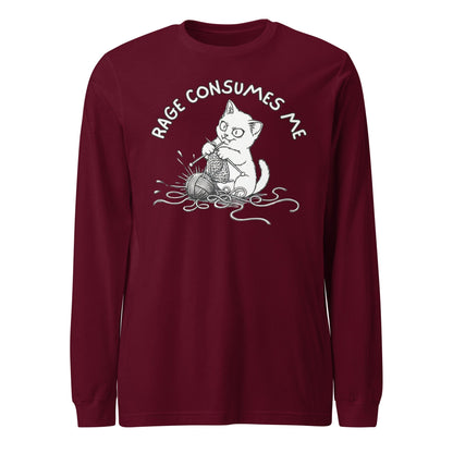 Knitting Rage Consumes Me Long Sleeve Tee Maroon / S