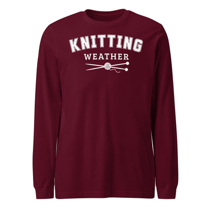 Knitting Weather Long Sleeve Tee Maroon / S
