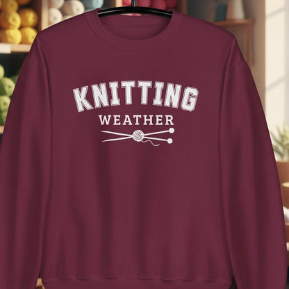 Knitting Weather Sweatshirt Maroon / S