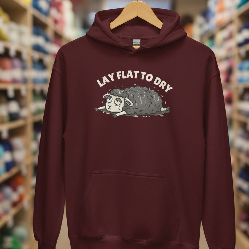 Lay Flat to Dry Sheep Hoodie Maroon / S