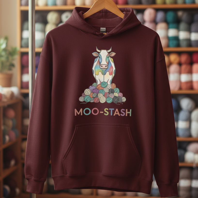 Moo Stash Hoodie Maroon / S