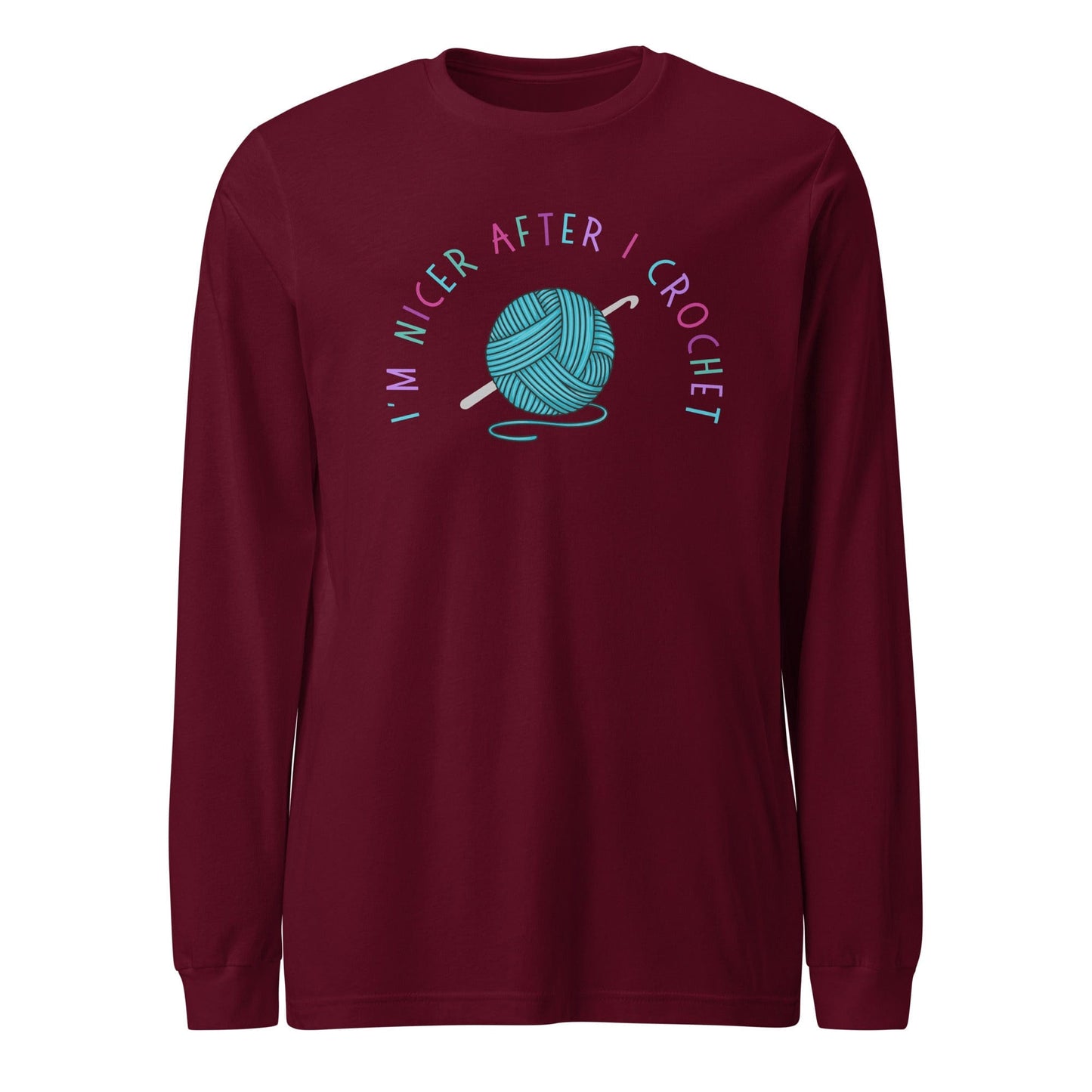 Nicer After Crochet Long Sleeve Tee Maroon / S