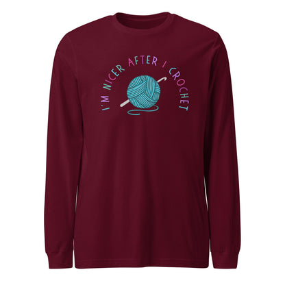 Nicer After Crochet Long Sleeve Tee Maroon / S