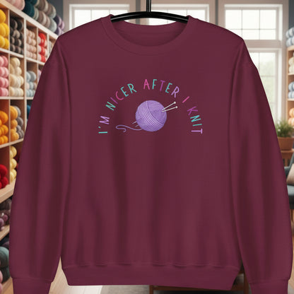 Nicer After I Knit Sweatshirt Maroon / S