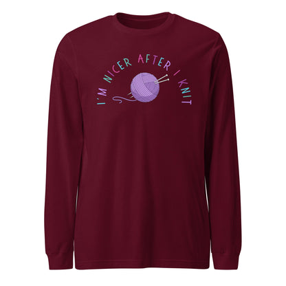 Nicer After Knit Long Sleeve Tee Maroon / S