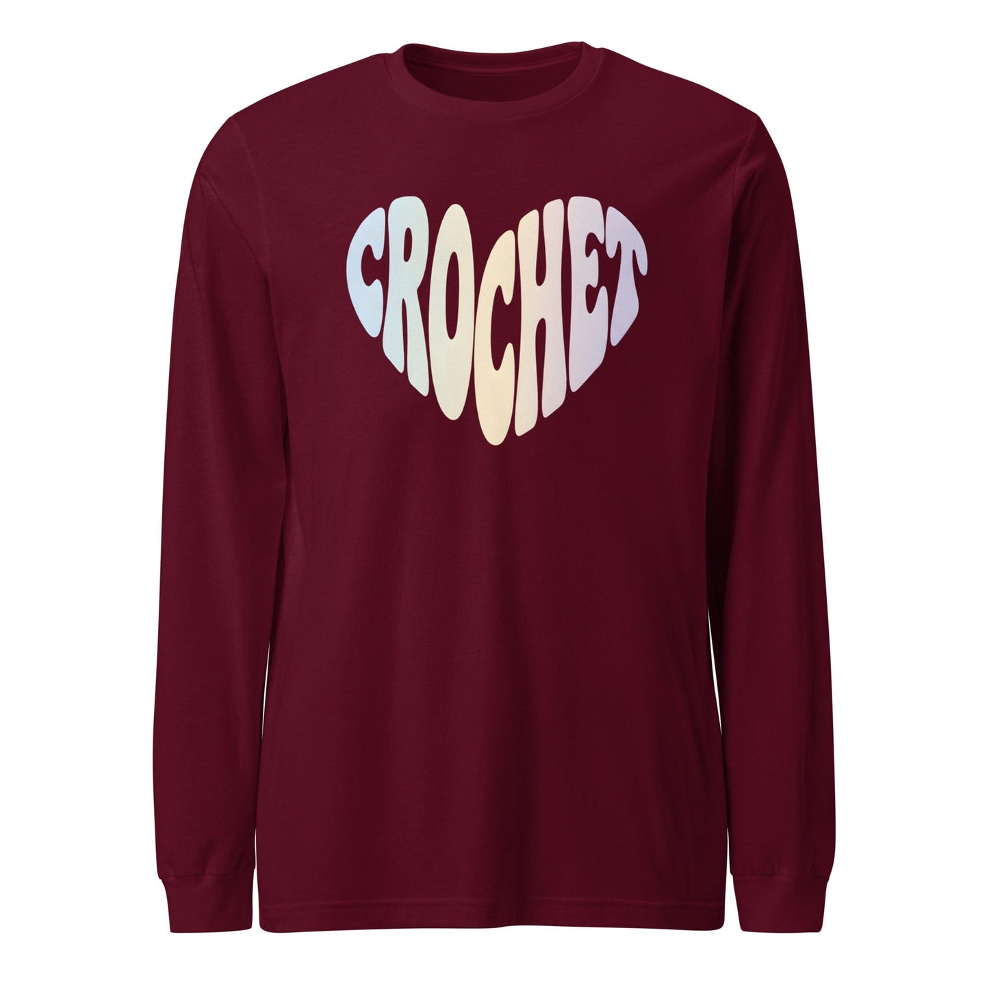 Pastel Crochet Heart Long Sleeve Tee Maroon / S