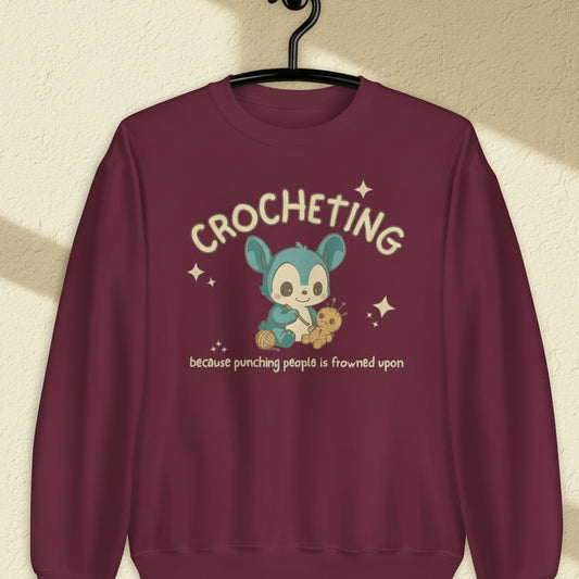 Punching People Is Frowned Upon Sweatshirt Maroon / S