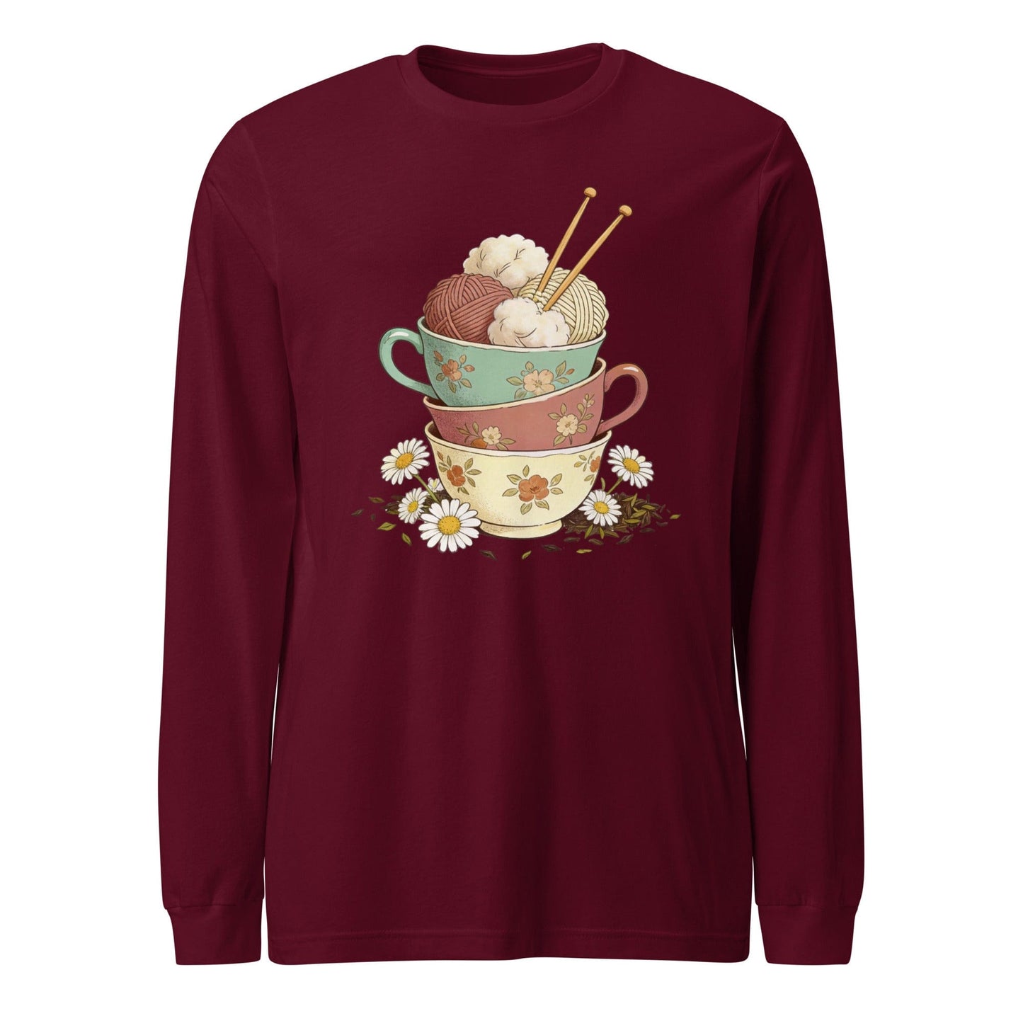 Sip 'n' Stitch Long Sleeve Tee Maroon / S
