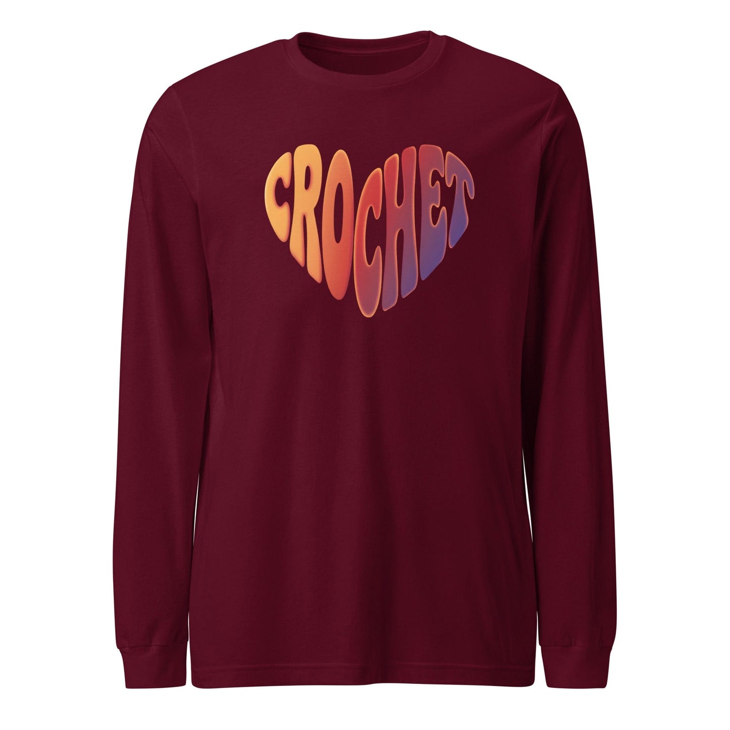 Sunset Crochet Heart Long Sleeve Tee Maroon / S