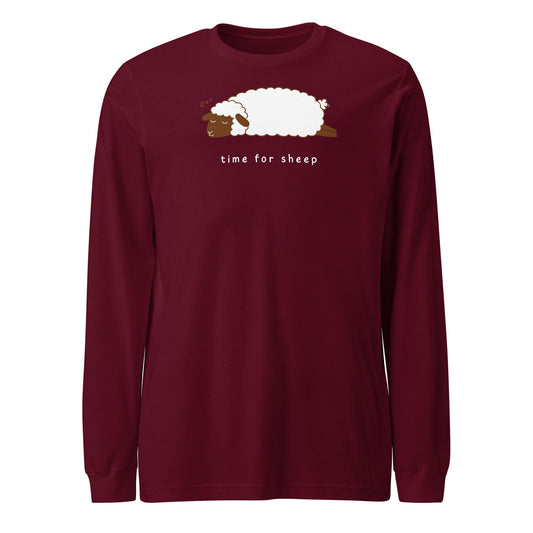 Time for Sheep Long Sleeve Tee Maroon / S