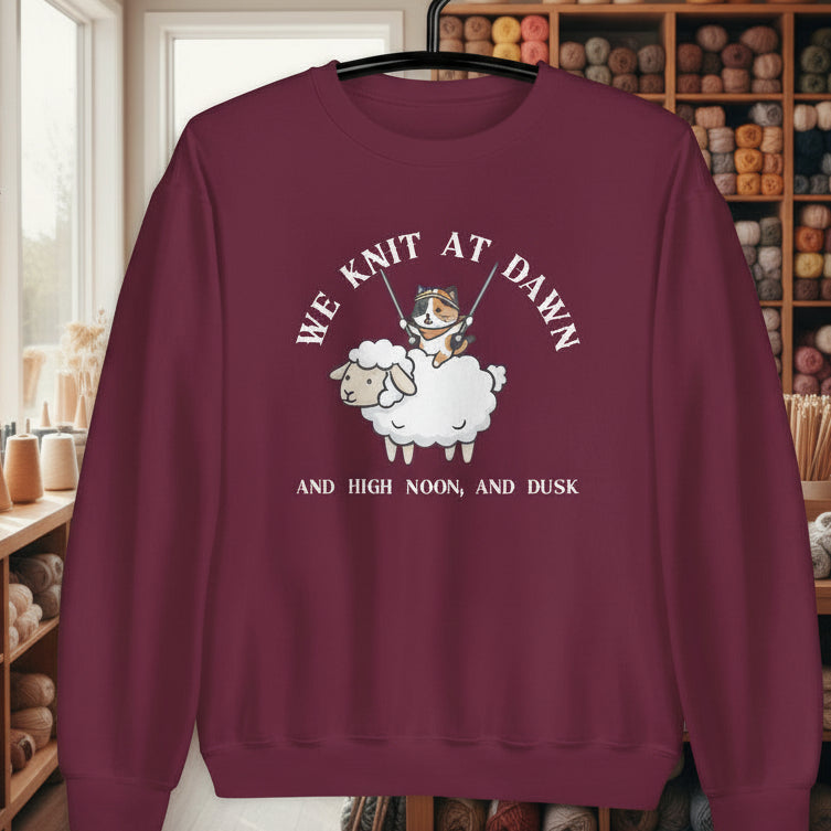We Knit At Dawn Sweatshirt Maroon / S
