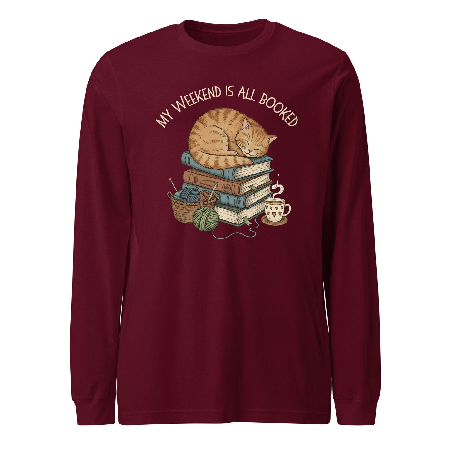 Weekend Is Booked Long Sleeve Tee Maroon / S