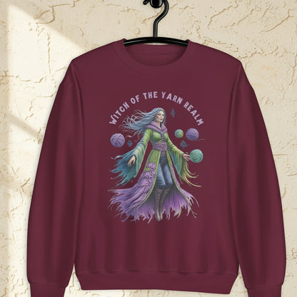 Witch of the Yarn Realm Sweatshirt Maroon / S
