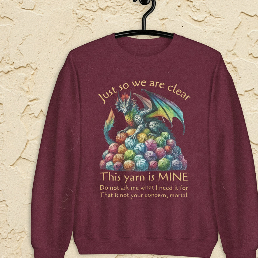 Yarn Dragon With Slogan Sweatshirt Maroon / S