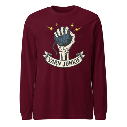 Yarn Junkie Long Sleeve Tee Maroon / S