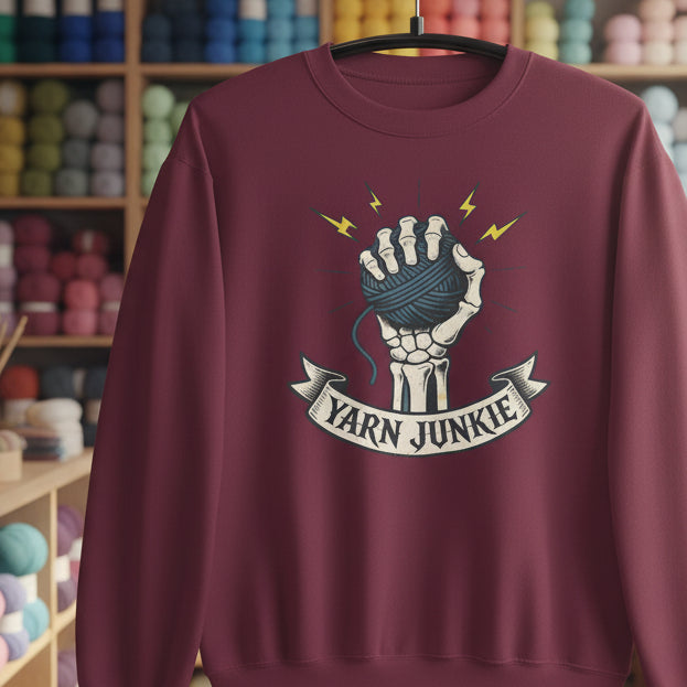Yarn Junkie Sweatshirt Maroon / S