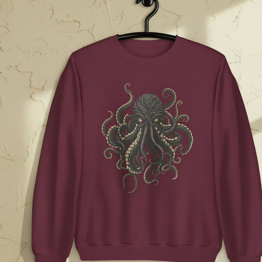 Yarn Sea Monster Sweatshirt Maroon / S