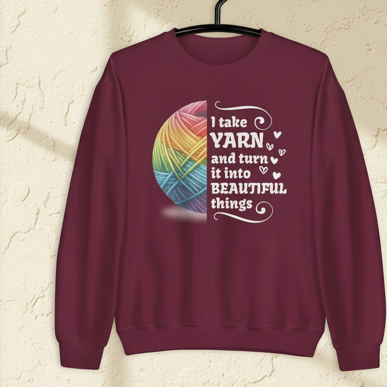 Yarn to Beauty Sweatshirt Maroon / S