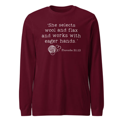 Christian Proverb Long Sleeve Tee Maroon / XS