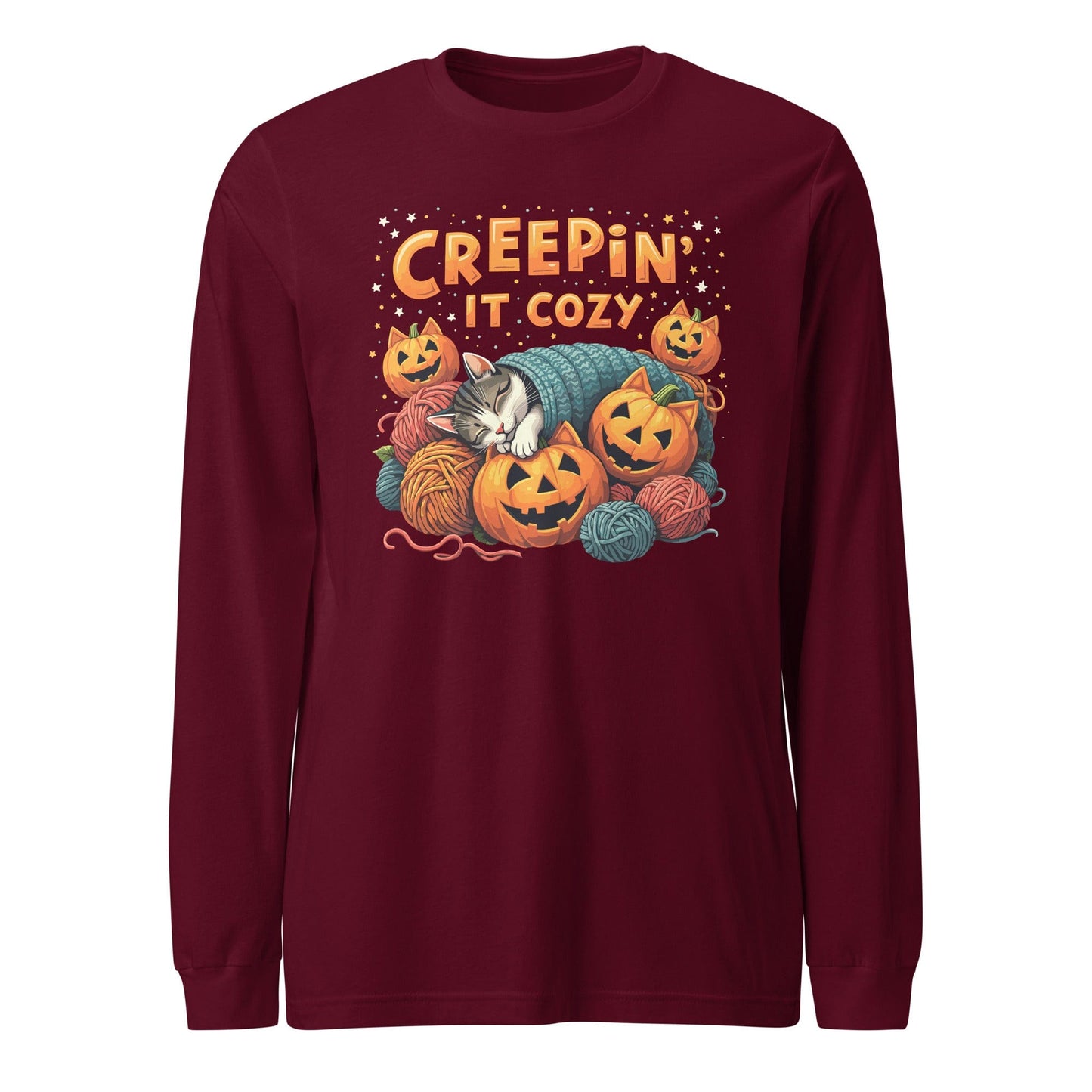 Creepin' It Cozy Long Sleeve Tee Maroon / XS