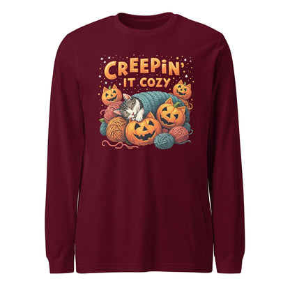 Creepin' It Cozy Long Sleeve Tee Maroon / XS